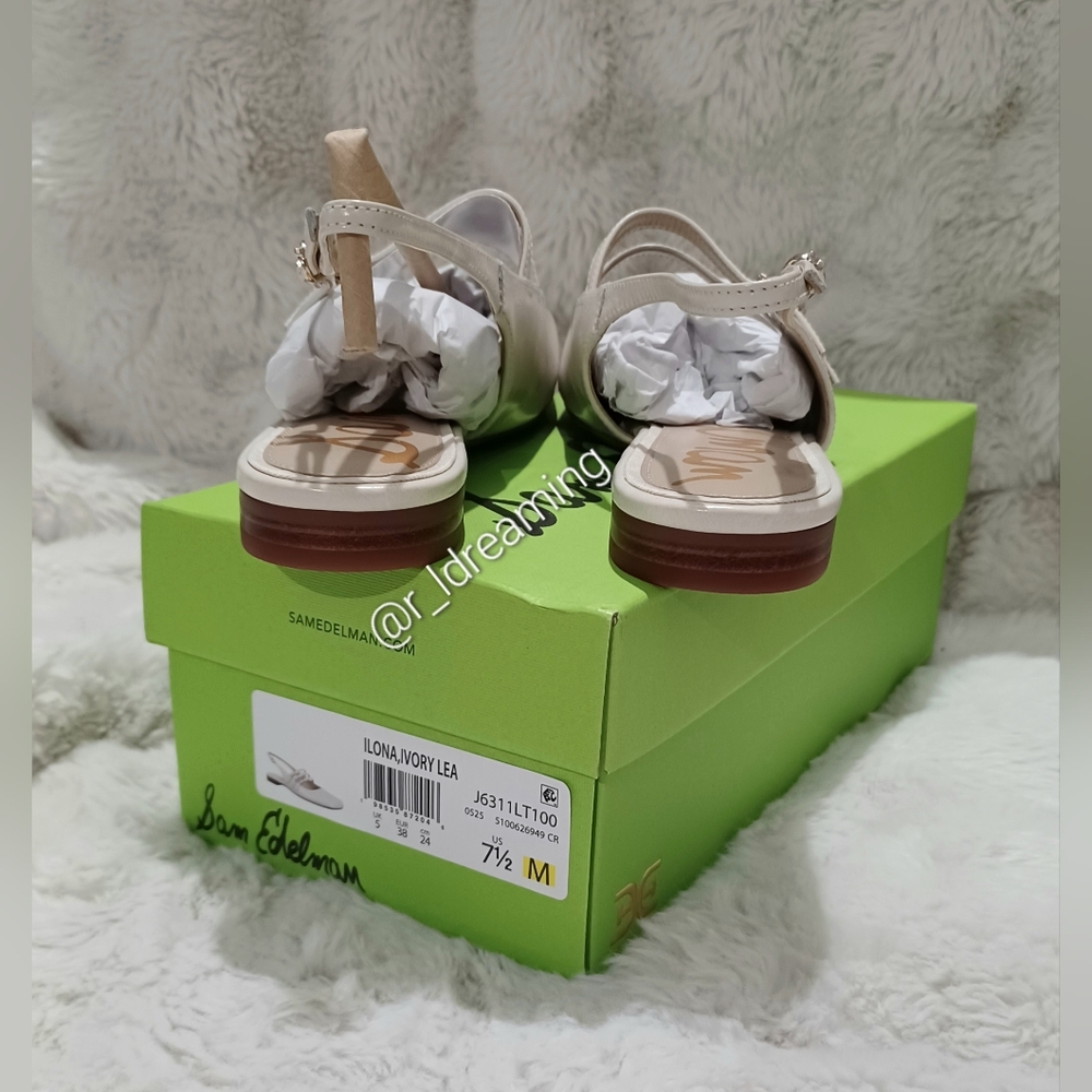 NIB Sam Edelman Ilona Slingback Flat Size 7.5 In Ivory - Picture 13 of 14